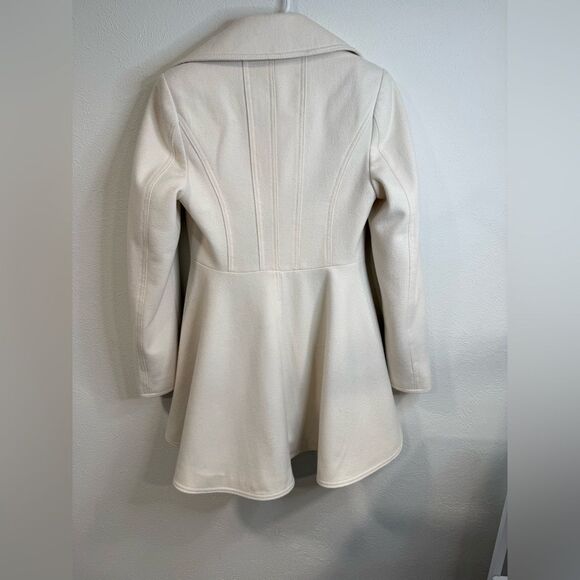 Laundry by Shelli Segal Ivory Wool Fit & Flare Double-Breasted Coat XS - Picture 4 of 8